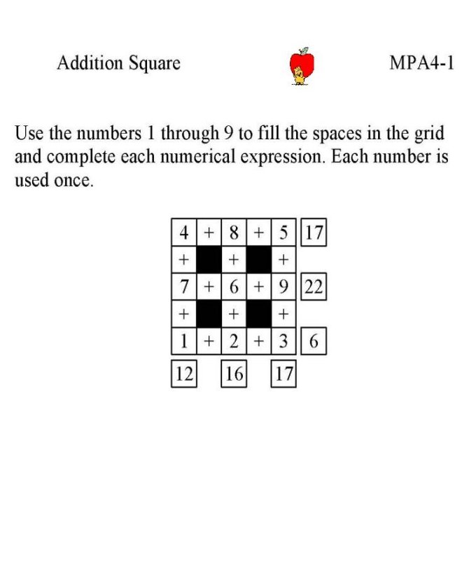 Free Printable Math Puzzle