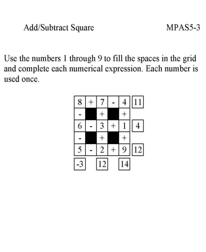 Free Printable Math Puzzle