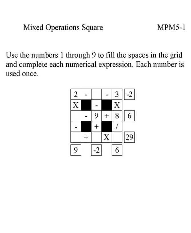 Free Printable Math Puzzle