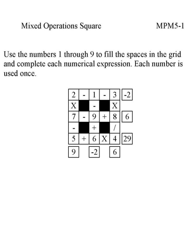 Free Printable Math Puzzle