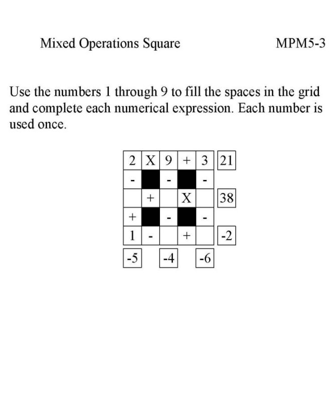 Free Printable Math Puzzle