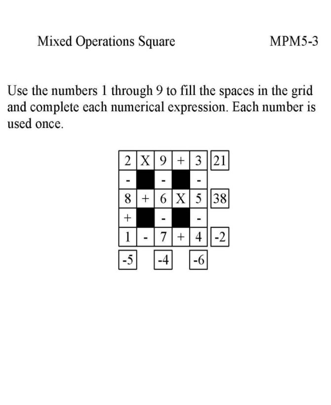 Free Printable Math Puzzle