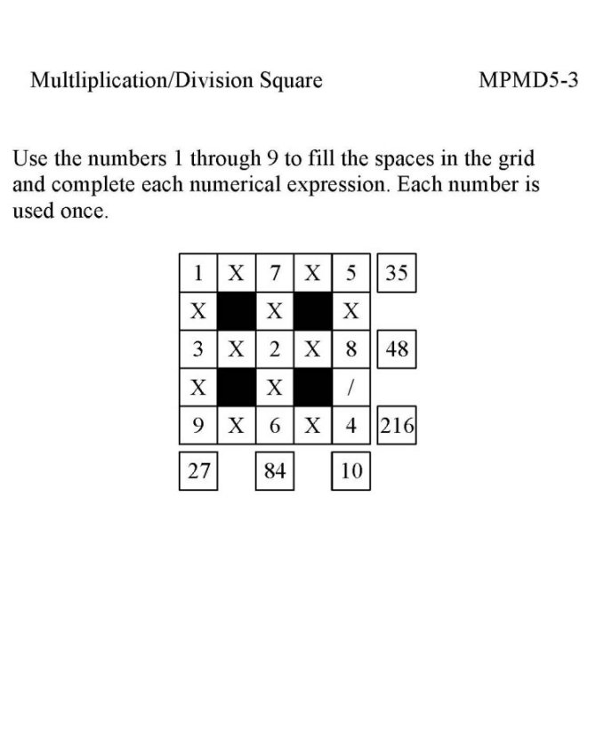 Free Printable Math Puzzle