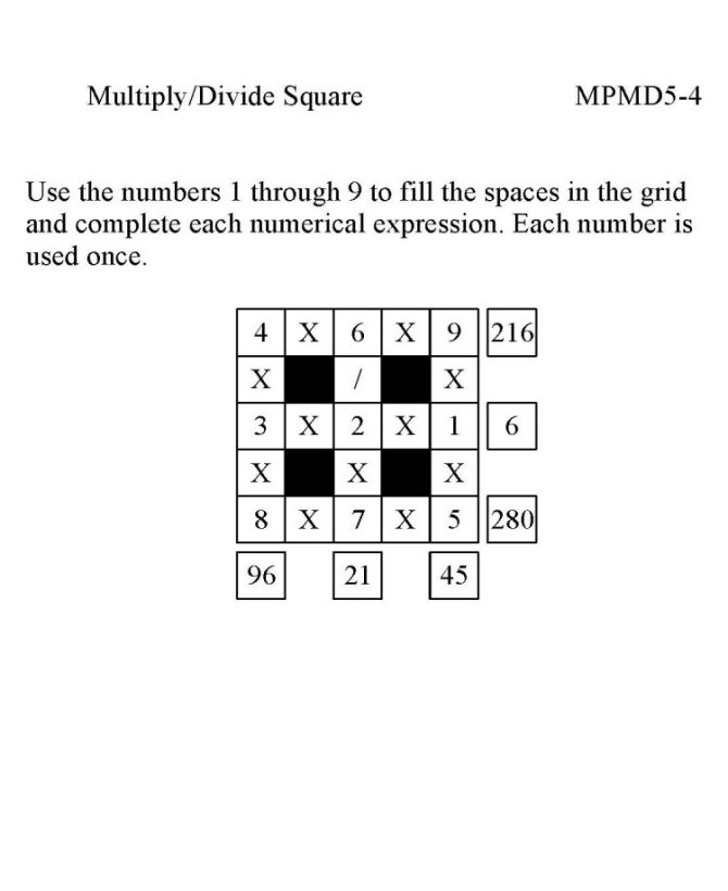 Free Printable Math Puzzle