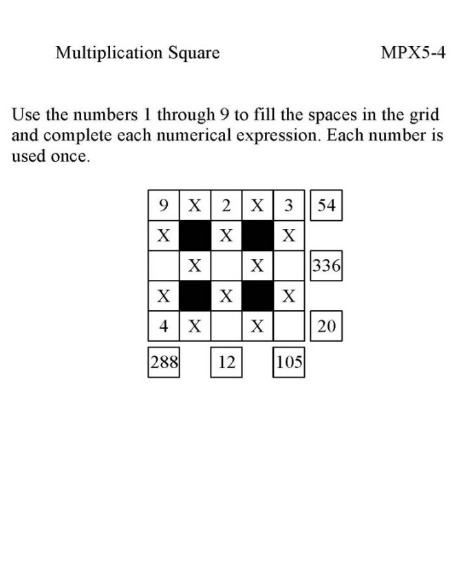 Free Printable Math Puzzle