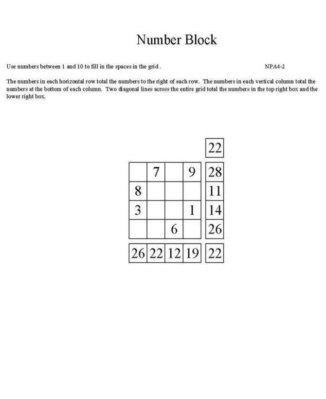 Free Printable Math Puzzle