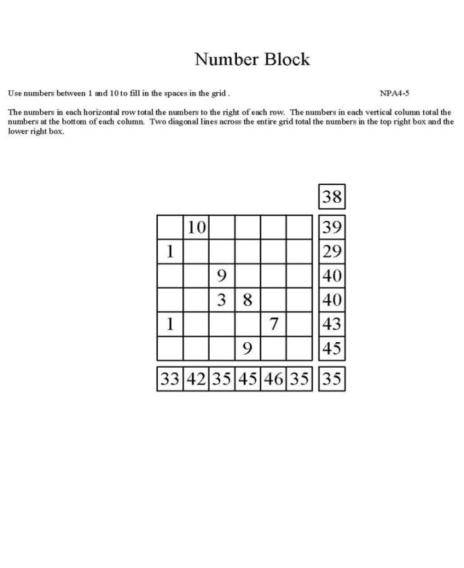 Free Printable Math Puzzle