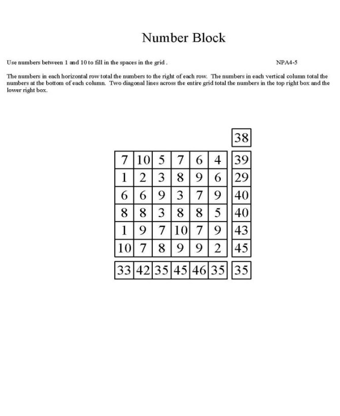 Free Printable Math Puzzle