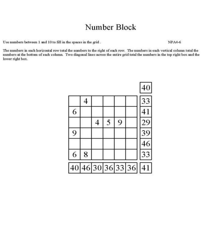 Free Printable Math Puzzle