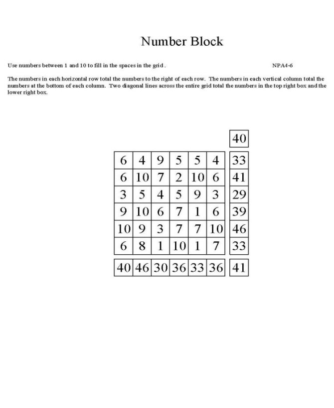 Free Printable Math Puzzle