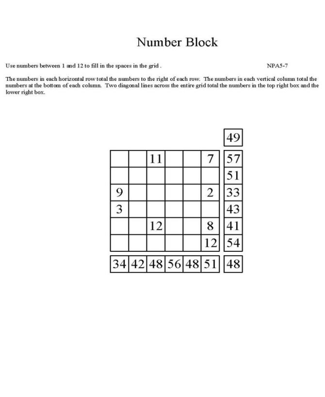 Free Printable Math Puzzle