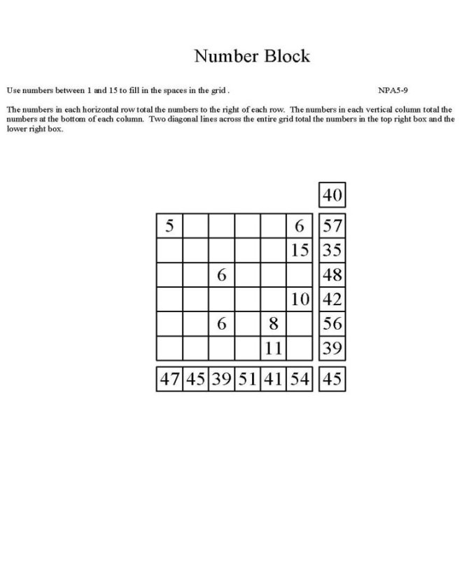 Free Printable Math Puzzle