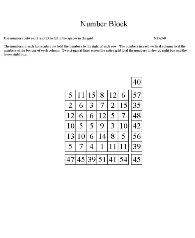 Free Printable Math Puzzle