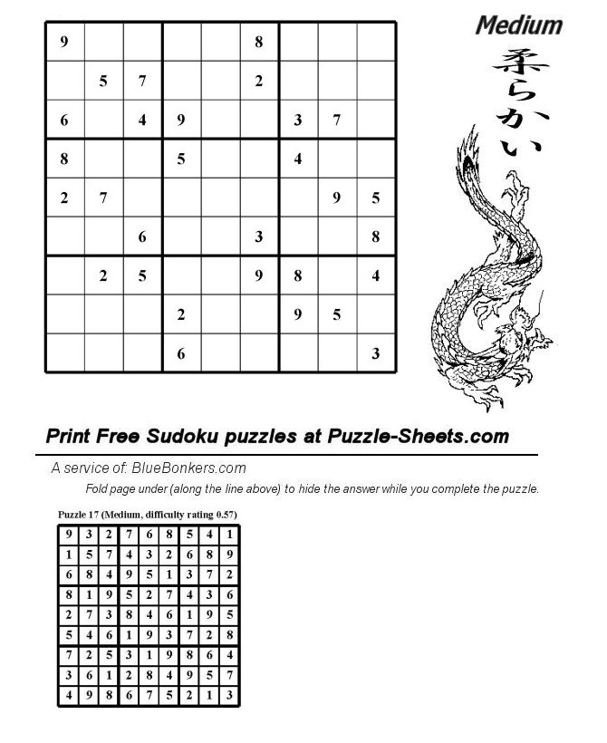 Free Printable Sudoku Puzzle - Medium