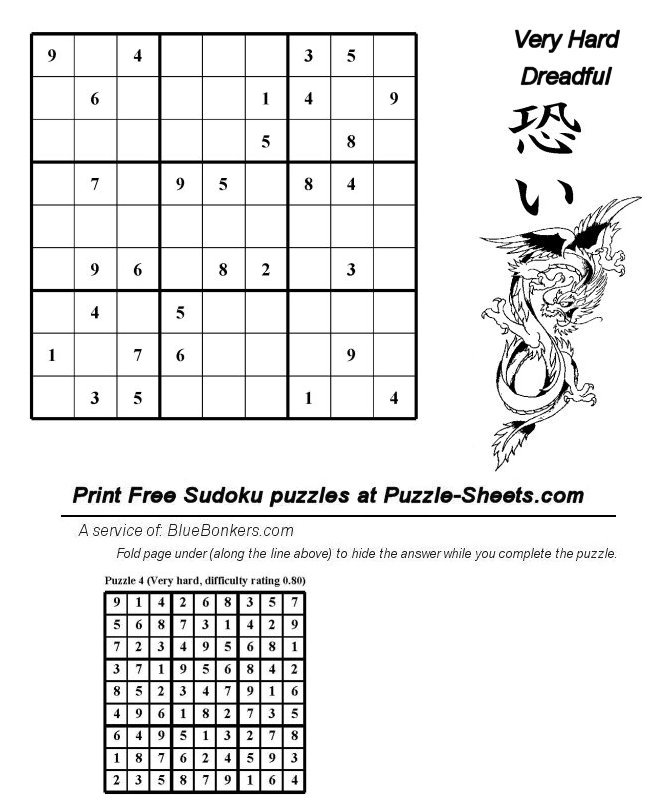 Free Printable Sudoku Puzzle - Very Hard