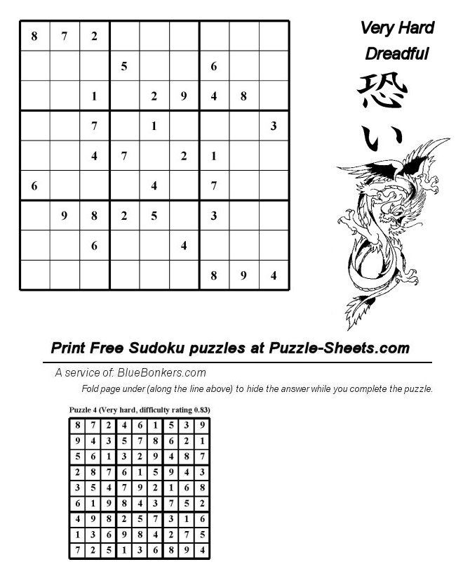 Free Printable Sudoku Puzzle - Very Hard