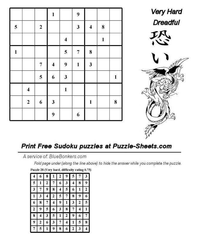 Free Printable Sudoku Puzzle - Very Hard