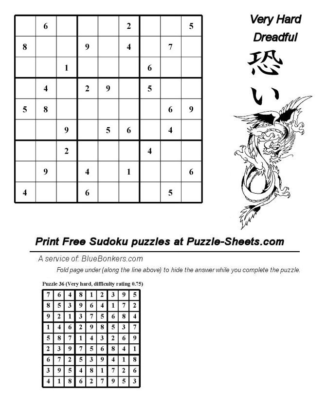 Free Printable Sudoku Puzzle - Very Hard