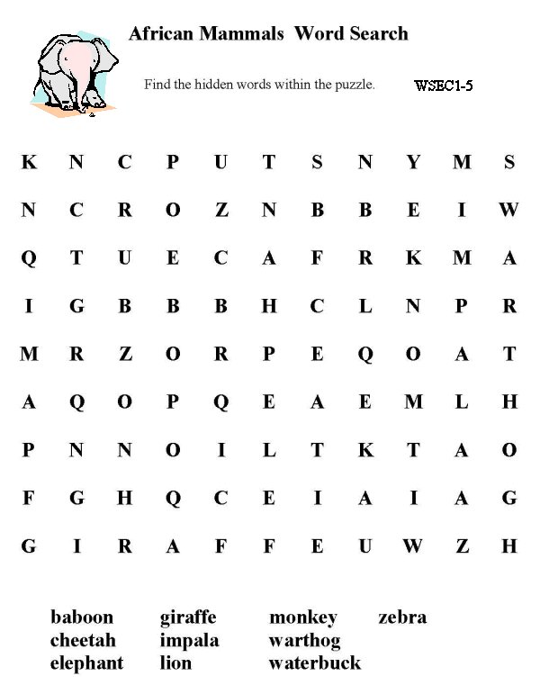 Printable word puzzle sheet