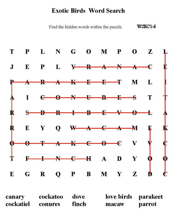 Printable word puzzle sheet