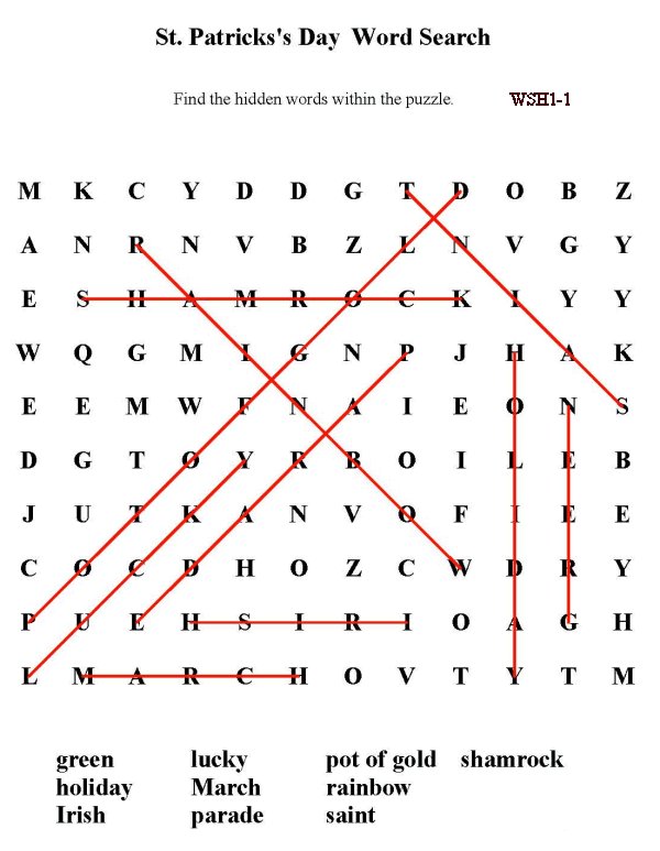 Printable word puzzle sheet