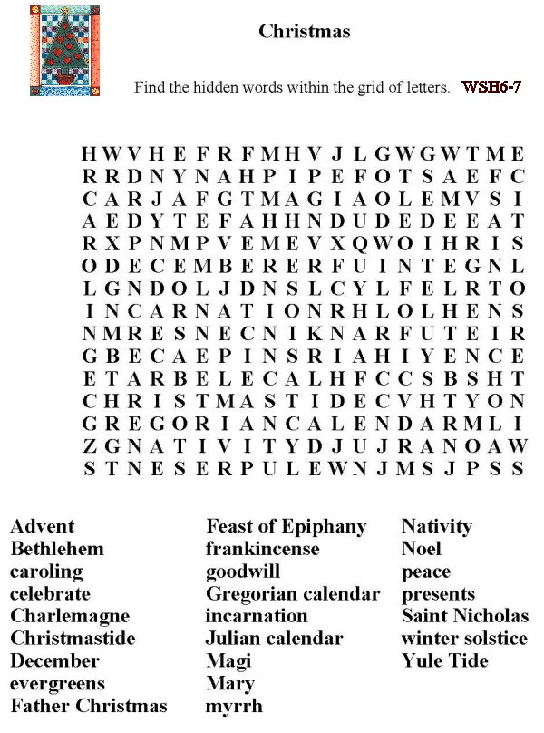 Printable word puzzle sheet