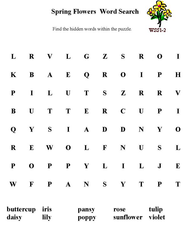 Printable word puzzle sheet