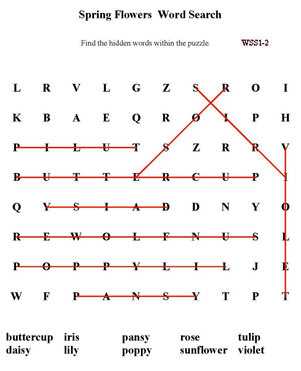 Printable word puzzle sheet