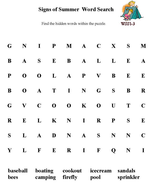 Printable word puzzle sheet