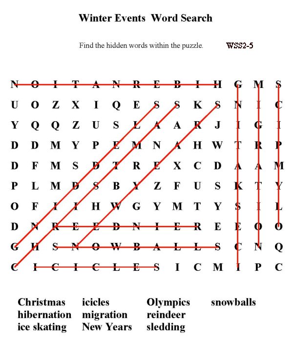 Printable word puzzle sheet