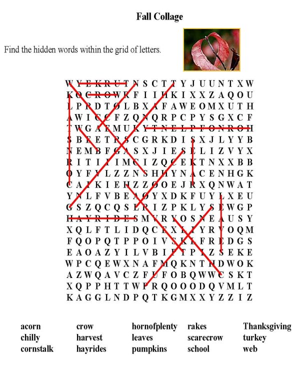 Printable word puzzle sheet