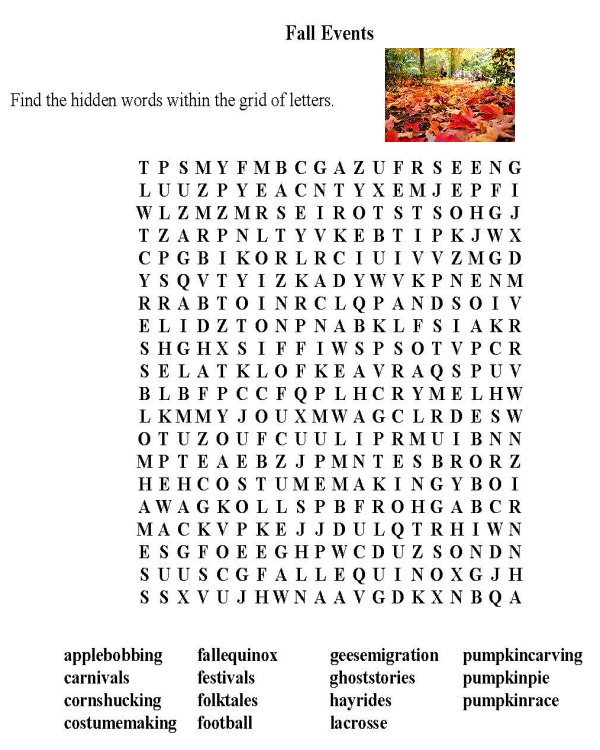 Printable word puzzle sheet