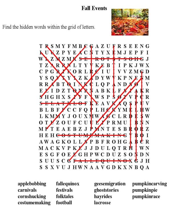 Printable word puzzle sheet