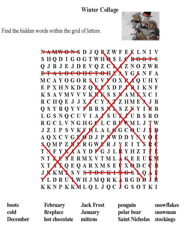 Printable word puzzle sheet